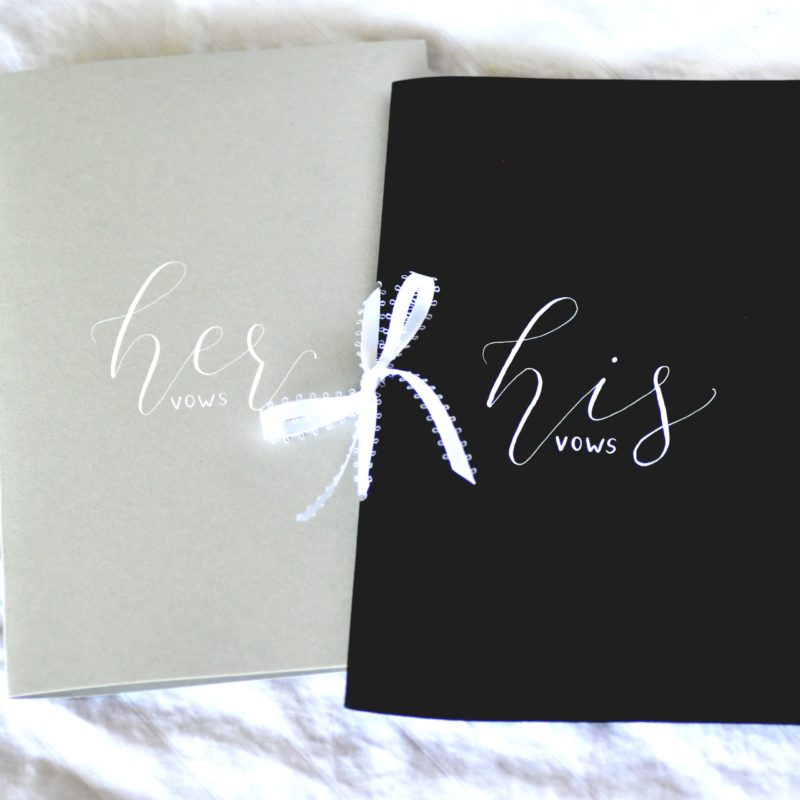 Pair of Personalized Wedding Vow Books (black & gray)