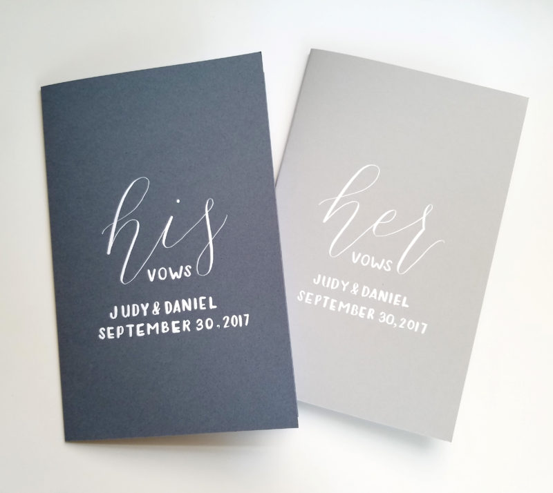 Pair of Personalized Wedding Vow Books (black & gray) - Image 4