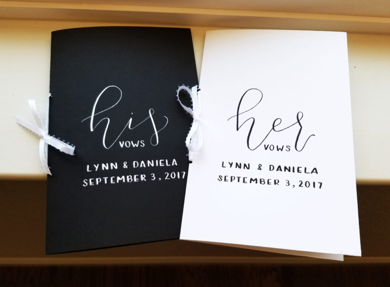 Pair of Personalized Wedding Vow Books (black & white)