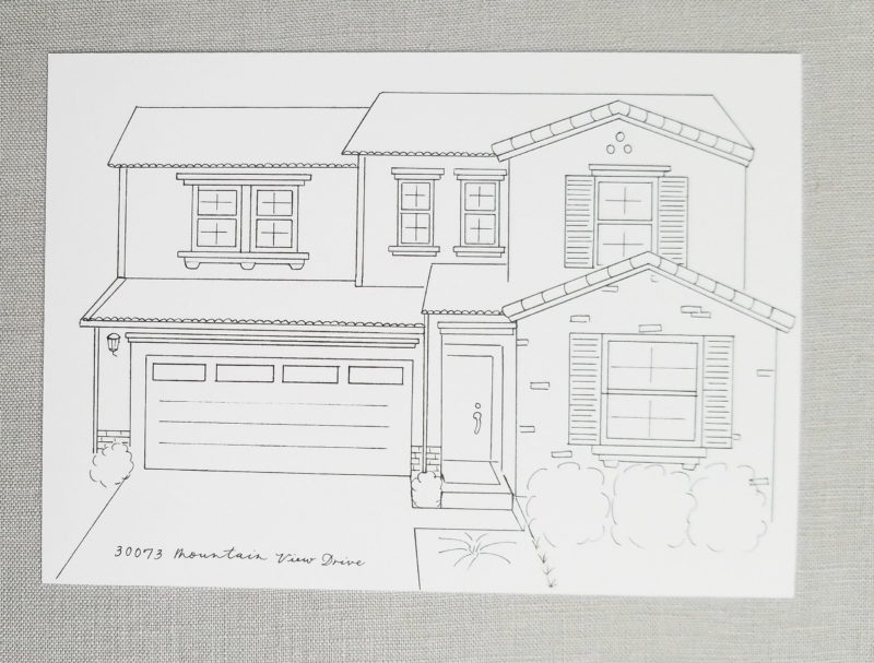 Custom House Sketch | Home Illustration | Black and White Ink | Housewarming Gift | Real Estate Gift