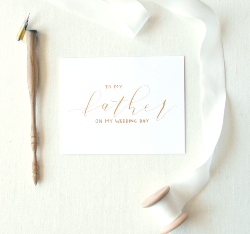 Wedding Day Thank You Cards | "To my father on my wedding day" | Hand-written Calligraphy Card | "Day Of" Cards | Single Card with Envelope