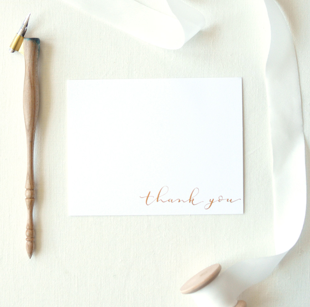 Handwritten Thank You Card Gold Calligraphy Ink Not Printed